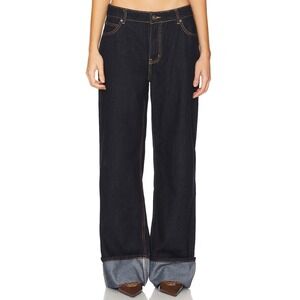 LIONESS Top Model Cuffed Jeans in Dark Denim Size Medium Dark Denim